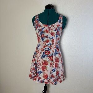 Womens Sz s Tank Crossback short dress Forever 21 Red, Blue floral print